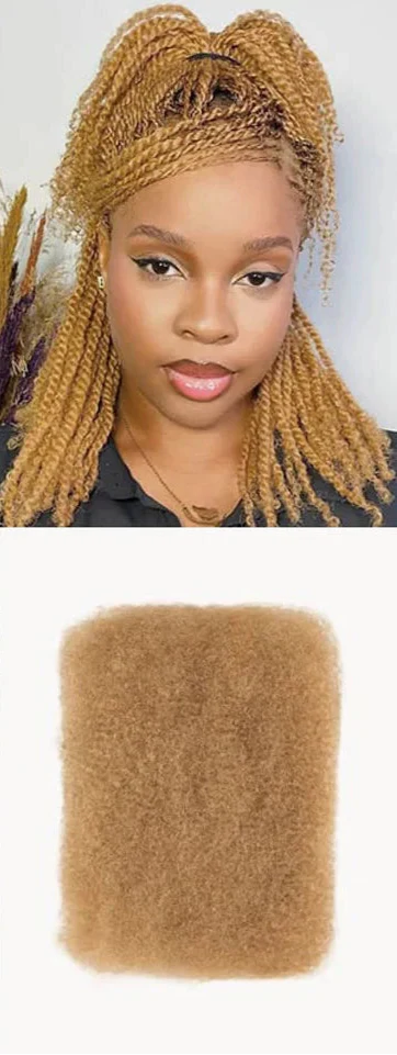 Afro Kinky Bulk Human Hair Extensions | 10"-22" 50g Brazilian Remy for Braiding & Dreadlocks (Natural Colors, Long-Lasting)