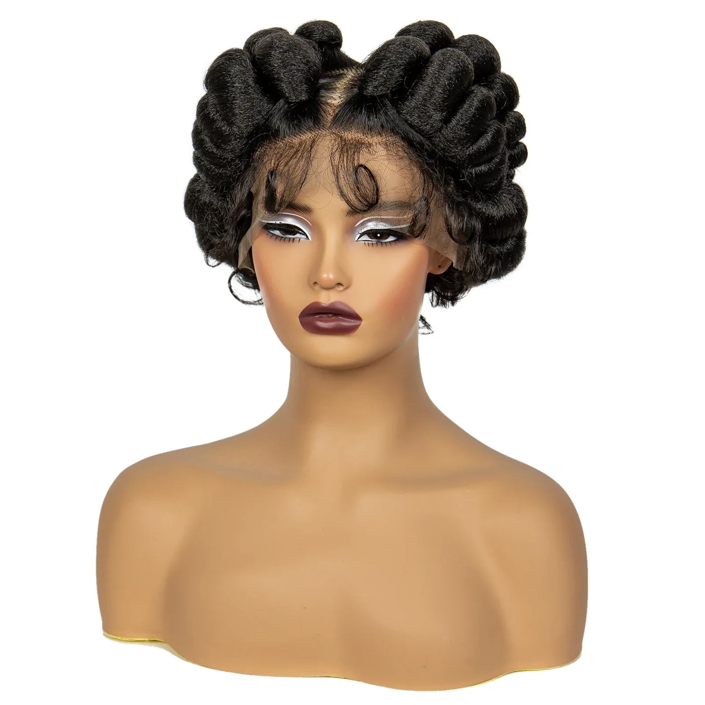 613 Blonde Short Bantu Knotless Braids Wig | Handmade Full Lace | Baby Hair