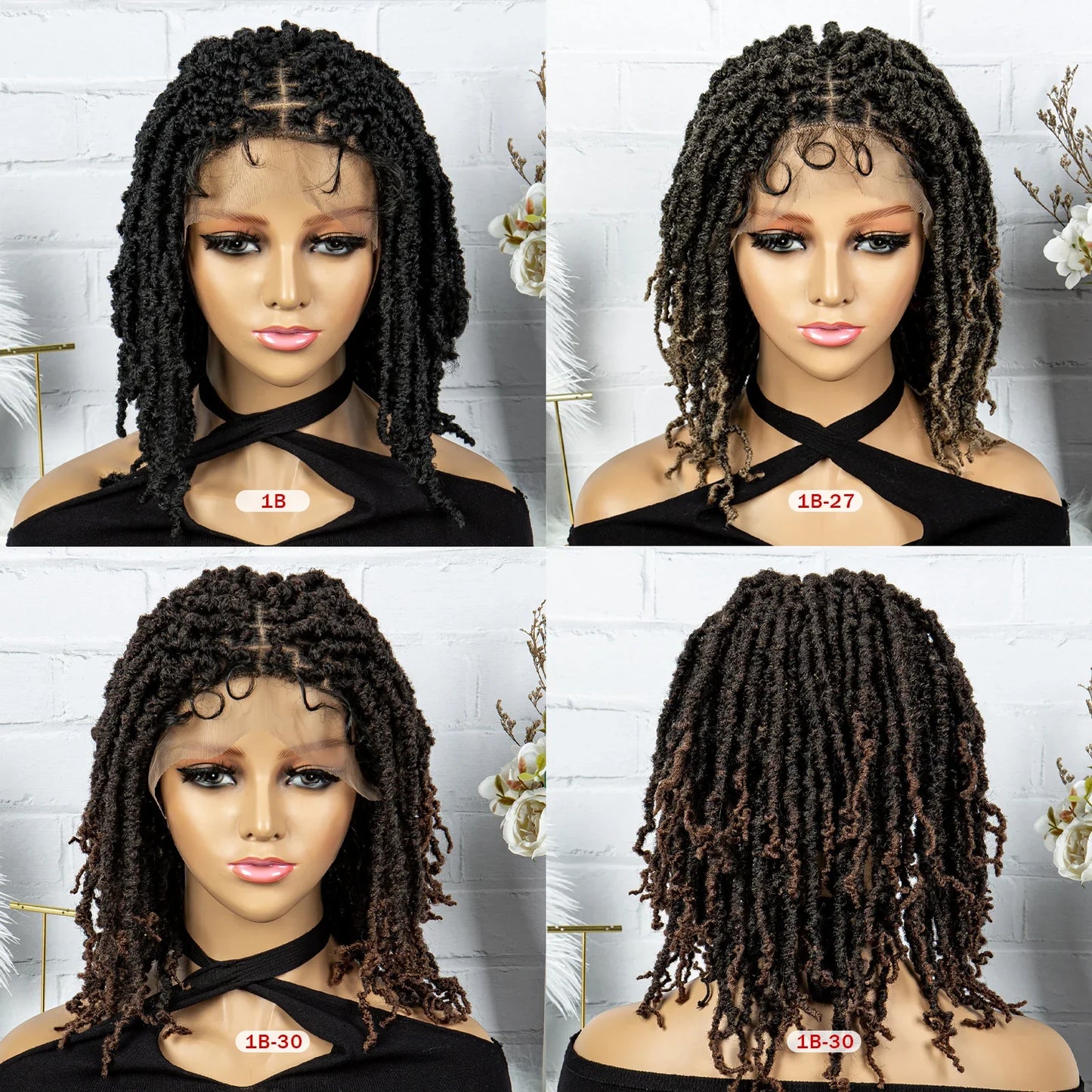 14" Knotless Butterfly Locs Lace Front Wig | Synthetic Dreadlock Braids | Black Women