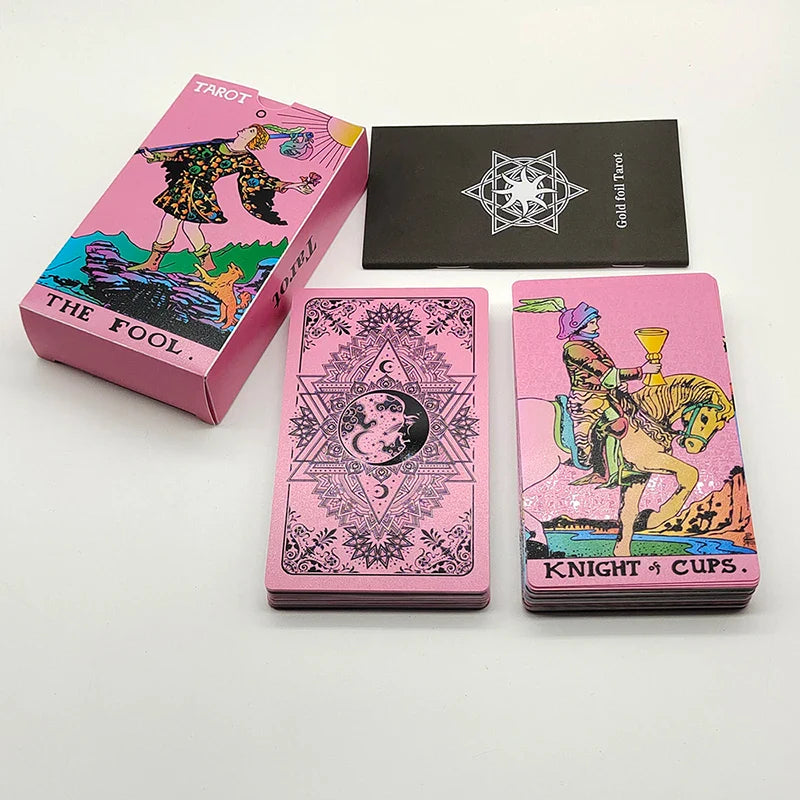 Without Gold Waterproof Plastic Tarot Cards With Manual PVC Board Game Astrologic Oracle Deck For Beginners