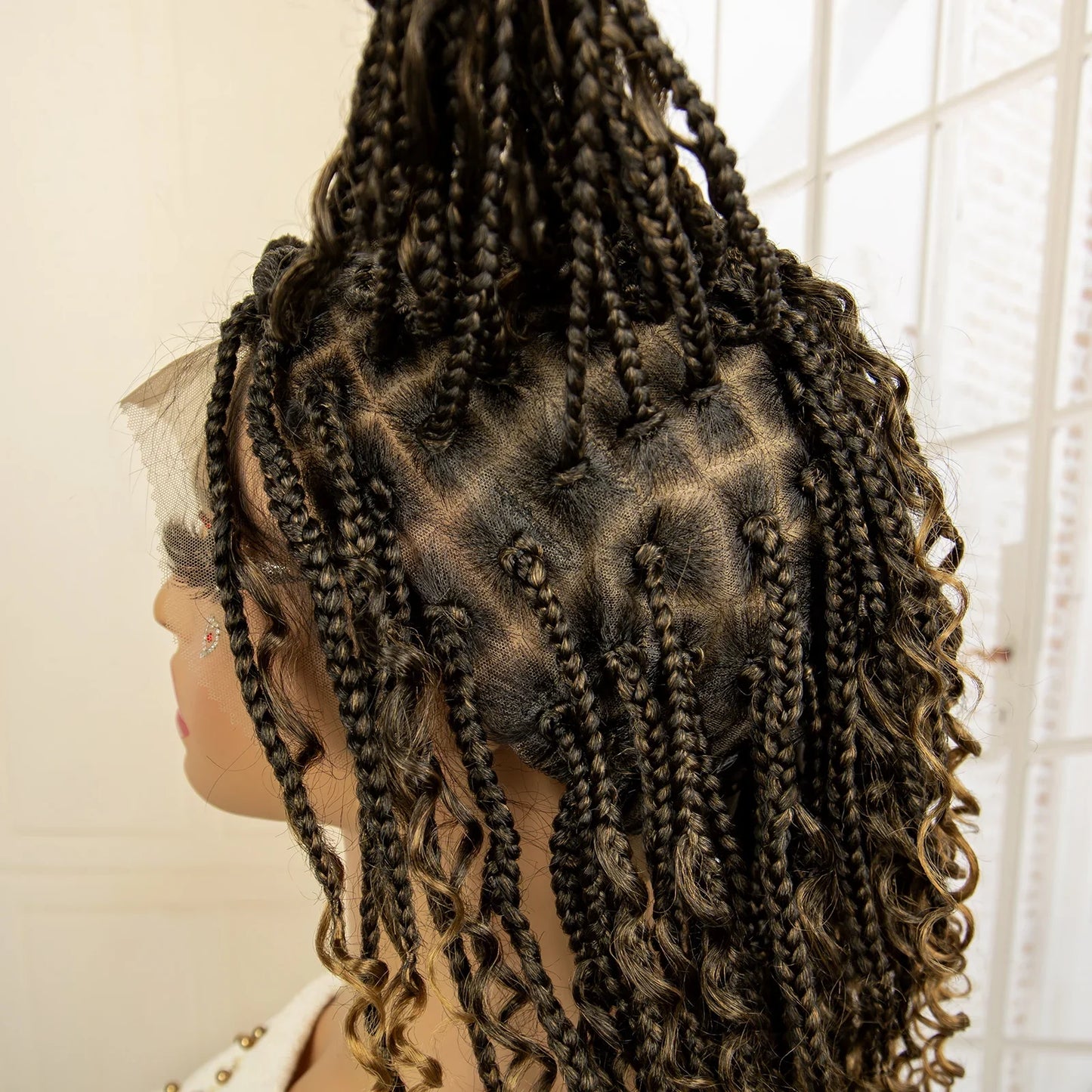 14" Burgundy Box Braids Wig | Full Lace | Kanekalon Fiber | Boho Braids | For Women