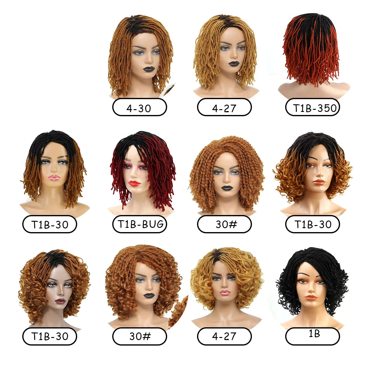 10" Braided Bob Wig | Afro Dreadlock Wig | Curly Ends | Synthetic Crochet Wig | Cosplay