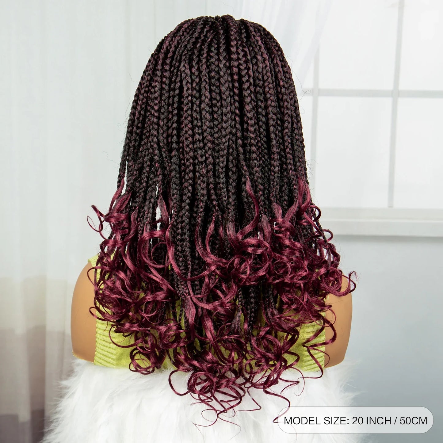 9x6 Lace Front Knotless Braids Wig with Curly Ends | Blended Box Braids