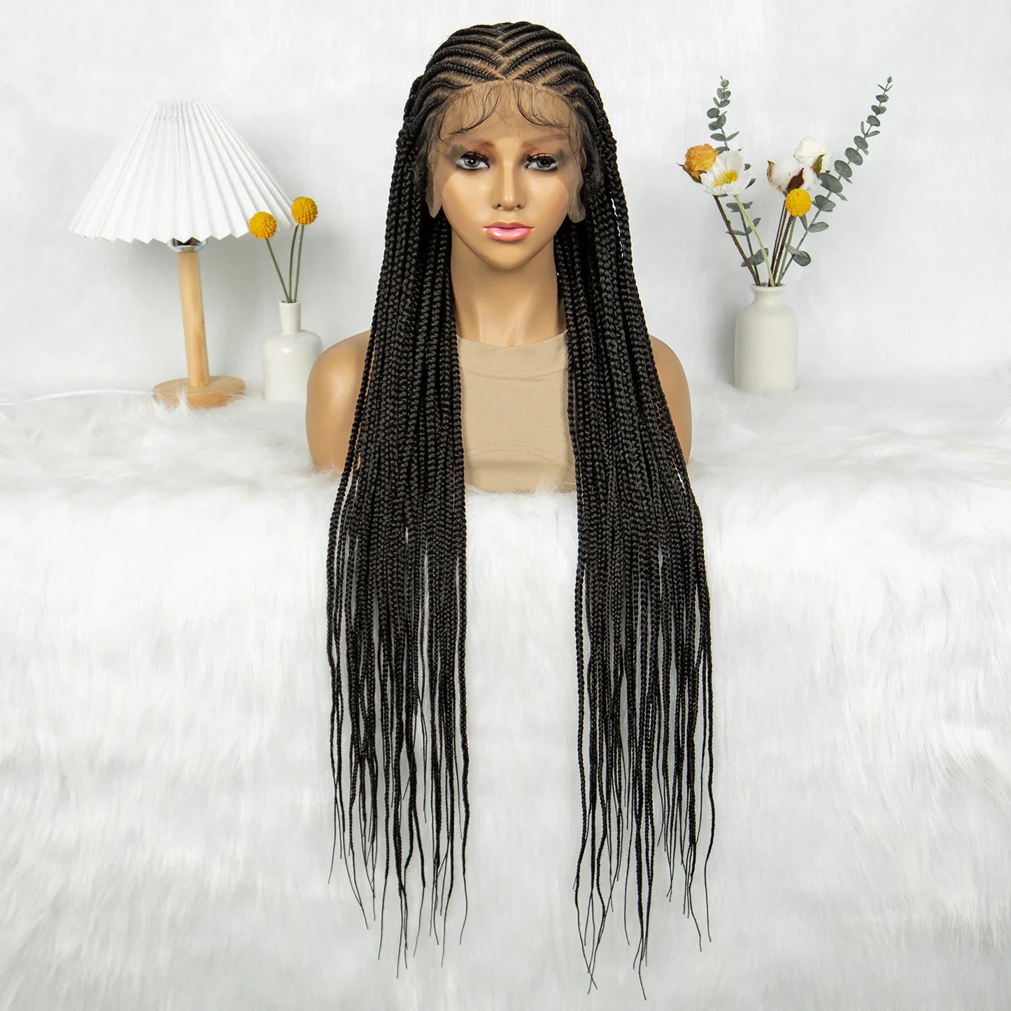 KIMA 36" Cornrow to Fulani Box Braids Wig | Full Lace Middle Part