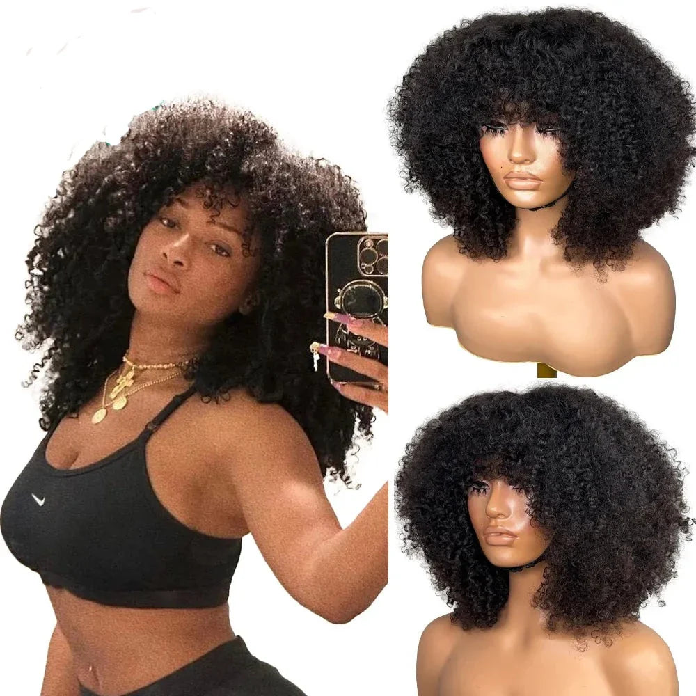 13x6 Kinky Curly Lace Front Human Hair Wigs For Black Women 13x4 Curly Lace Frontal Wig With Bang 4x4 Lace Closure Wig 250% Remy
