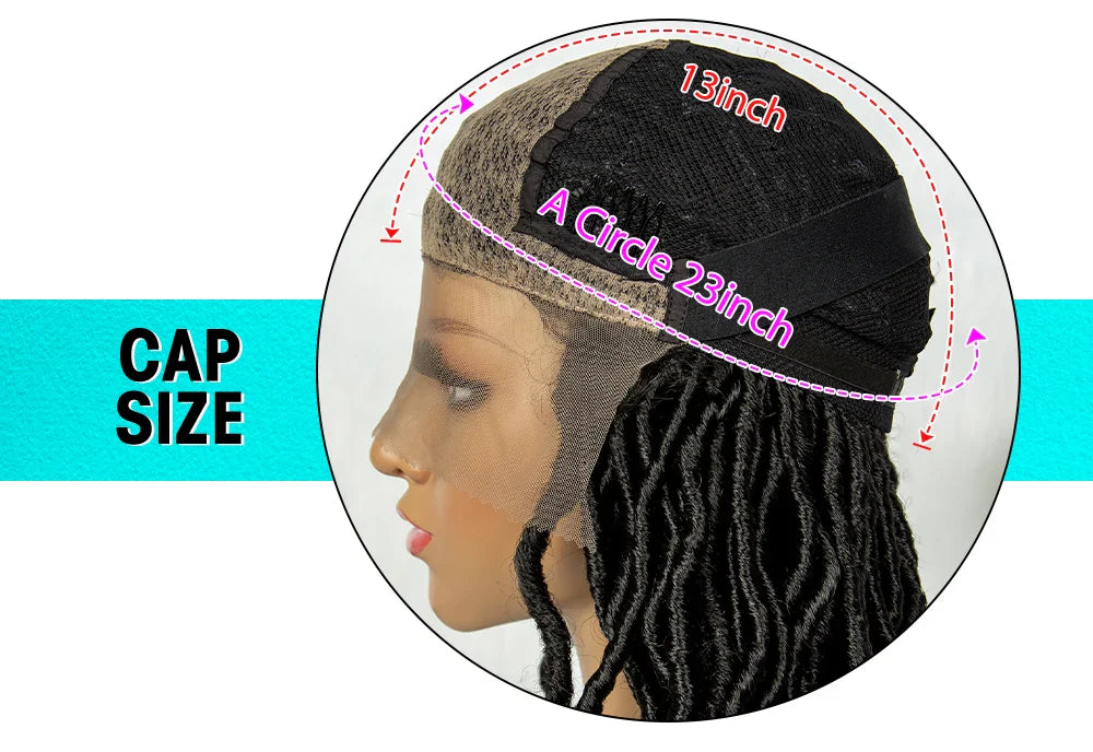 14" Twisted Box Braids Lace Front Wig | 9*6 Square Locs | Synthetic Dreadlock Braids | Black Women
