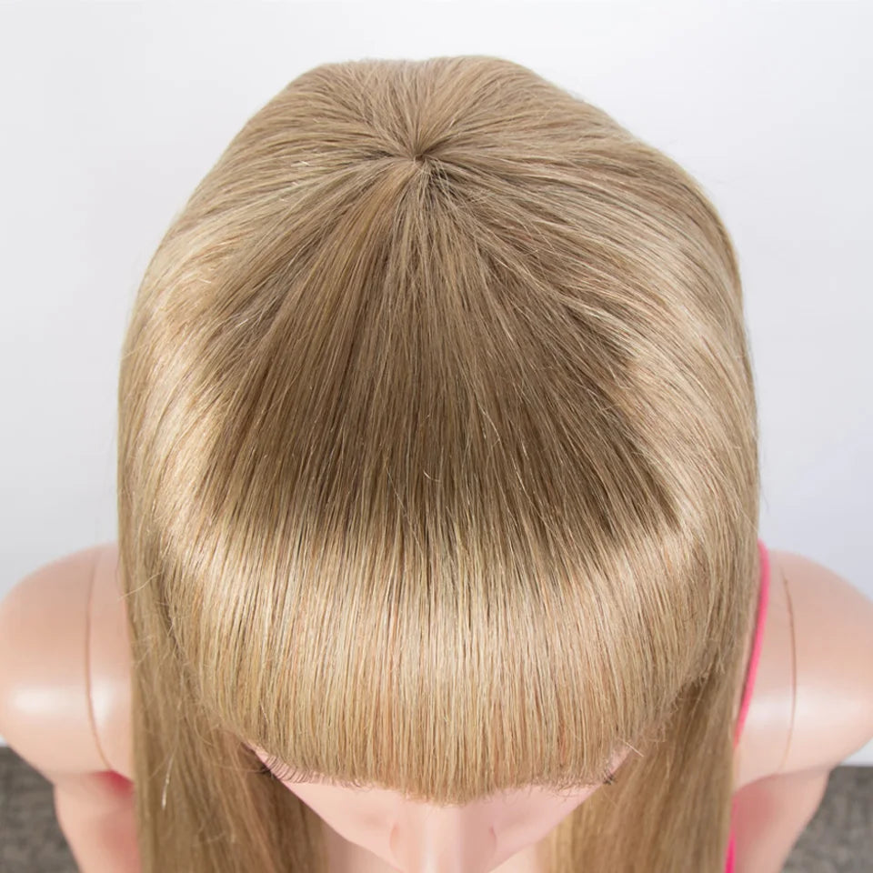 Honey Blonde Highlight Bob Wig | Straight Human Hair with Bangs