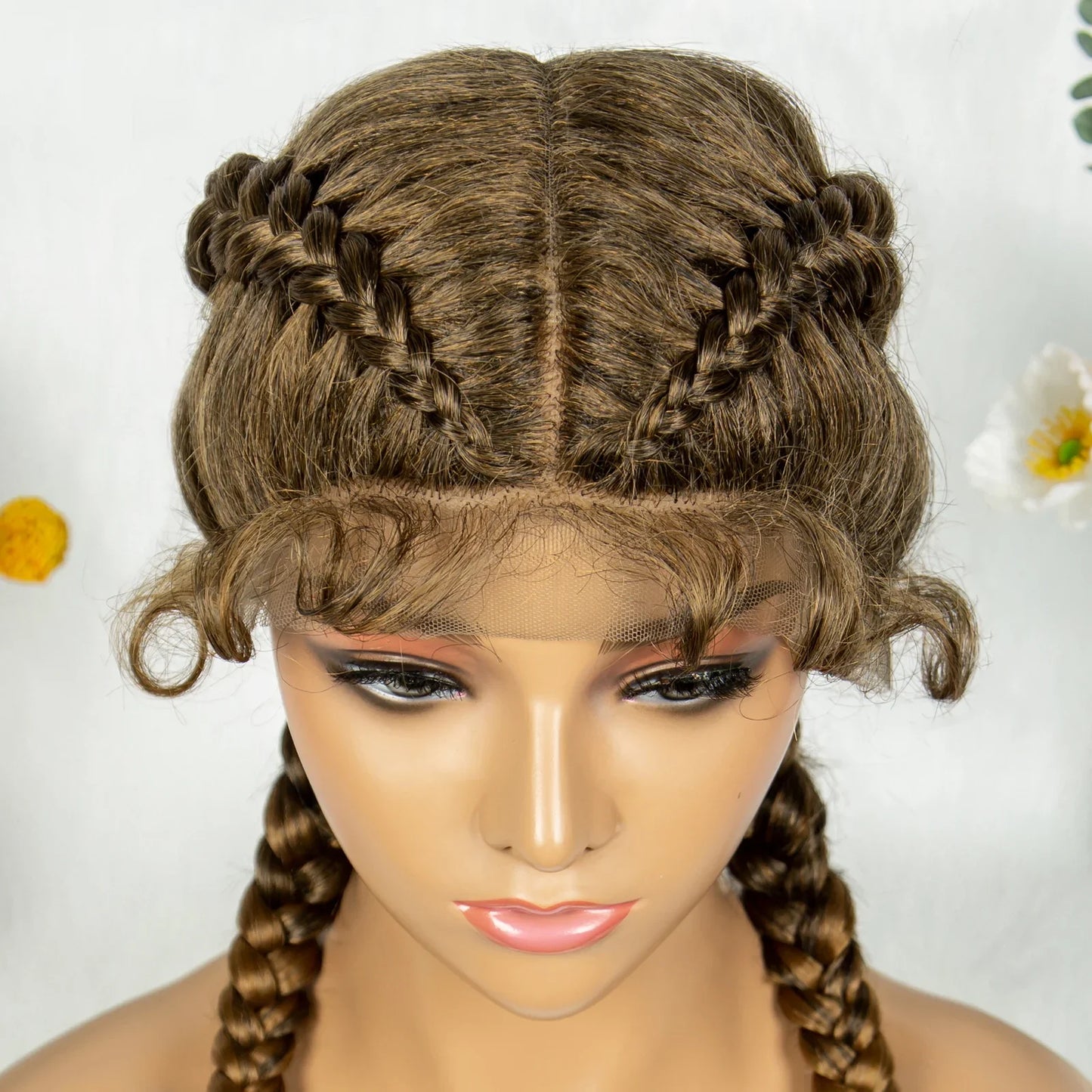 KIMA 32" Cornrow Boxer Braids Lace Front Wig | Twins Dutch Braids with Baby Hair