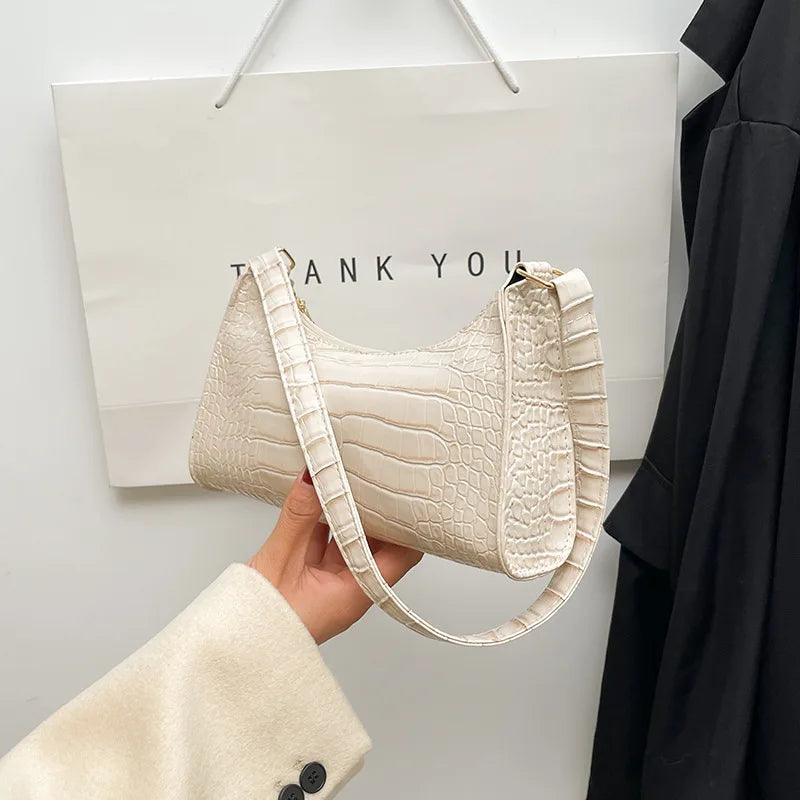 Solid Color PU Leather Women's Underarm Bag | New Luxury Designer Female Casual Shoulder Bag (Tote Clutch Purse & Banquet Handbag)