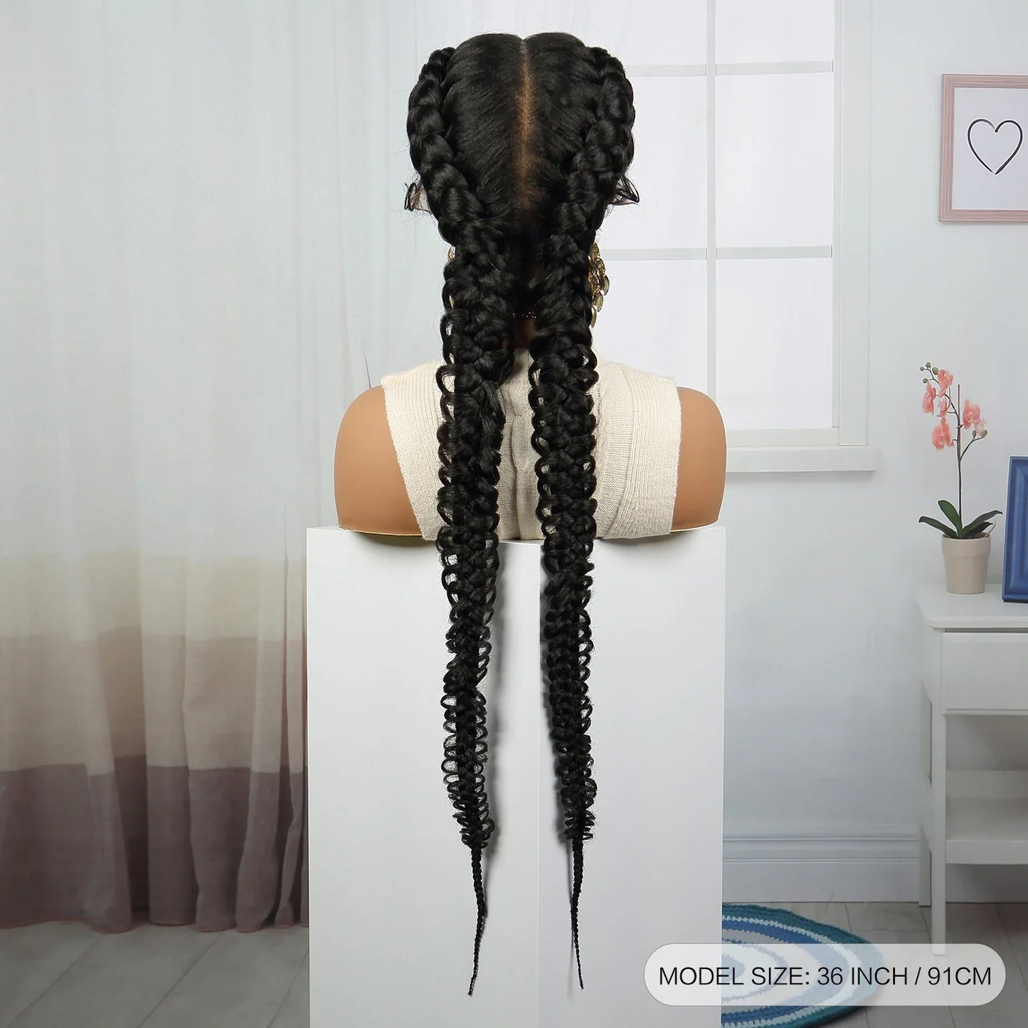 36" Blonde Twisted Braids Wig | Transparent Lace Front | Baby Hair
