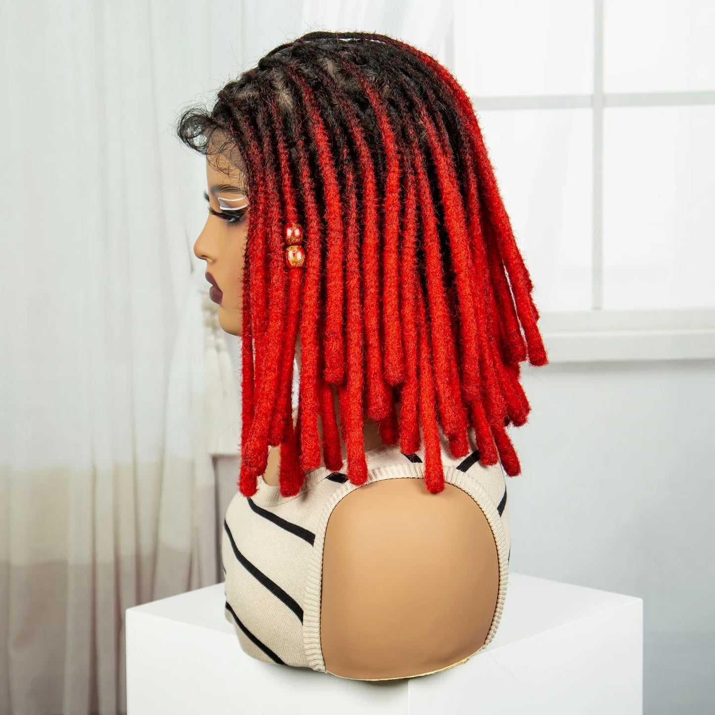 Red Faux Locs & Knotless Braids Wig | Full Lace | Baby Hair | Dreadlock Style