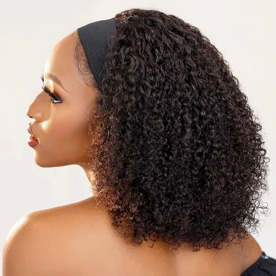 Malaysian Jerry Curly Headband Wig | 250% Density Glueless Remy Human Hair