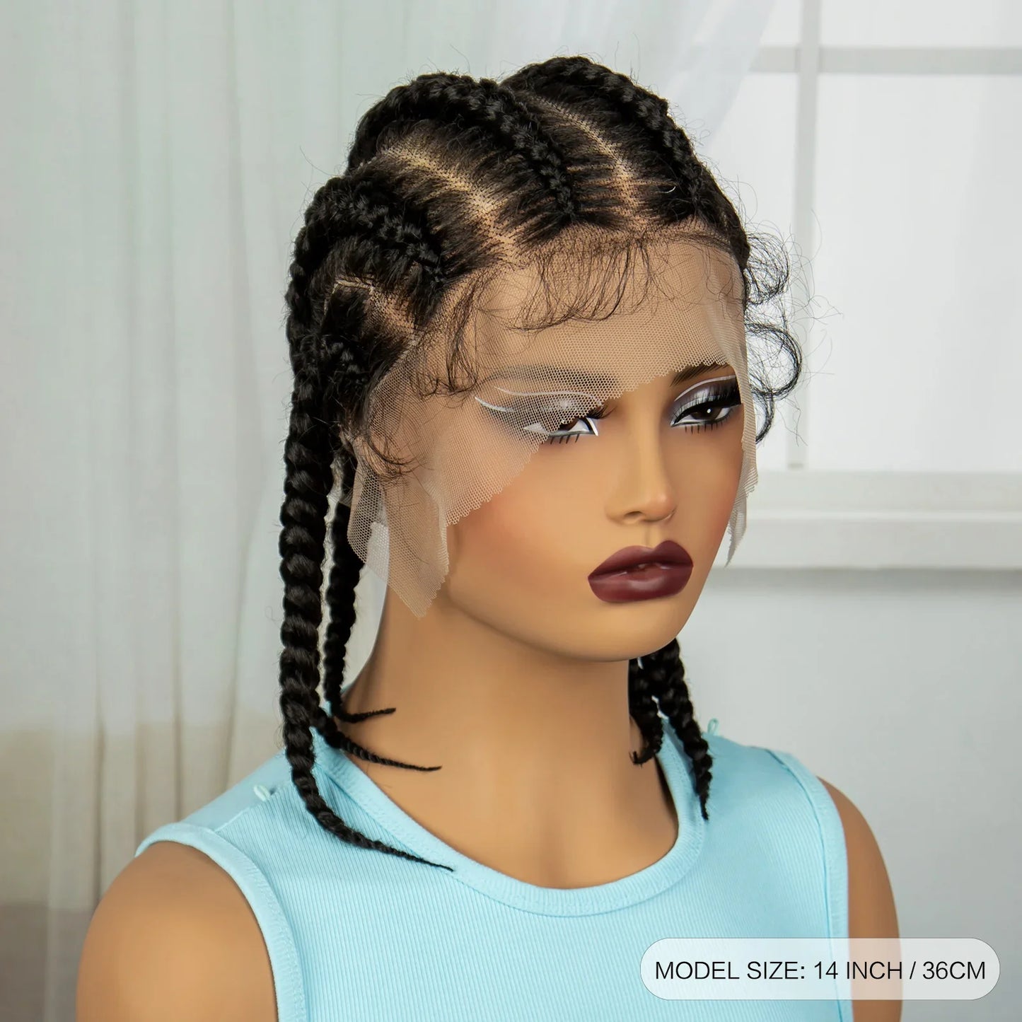 Transparent Full Lace Cornrow Braids Wig with Baby Hair
