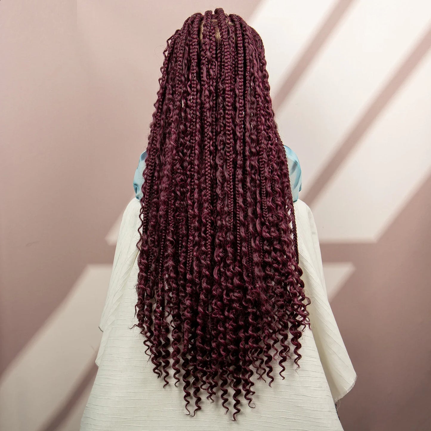 Boho Braids Full Lace Wig | Brown Box Braided Wig with Baby Hair | Kanekalon Synthetic Braiding Hair Wig