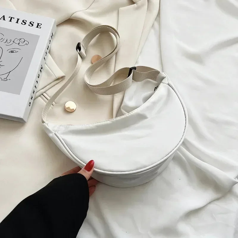 Solid Color Chest Bag for Women | Large Capacity Travel Crossbody & Half Moon Belt Bag (Ladies Daily Street Fanny Pack)