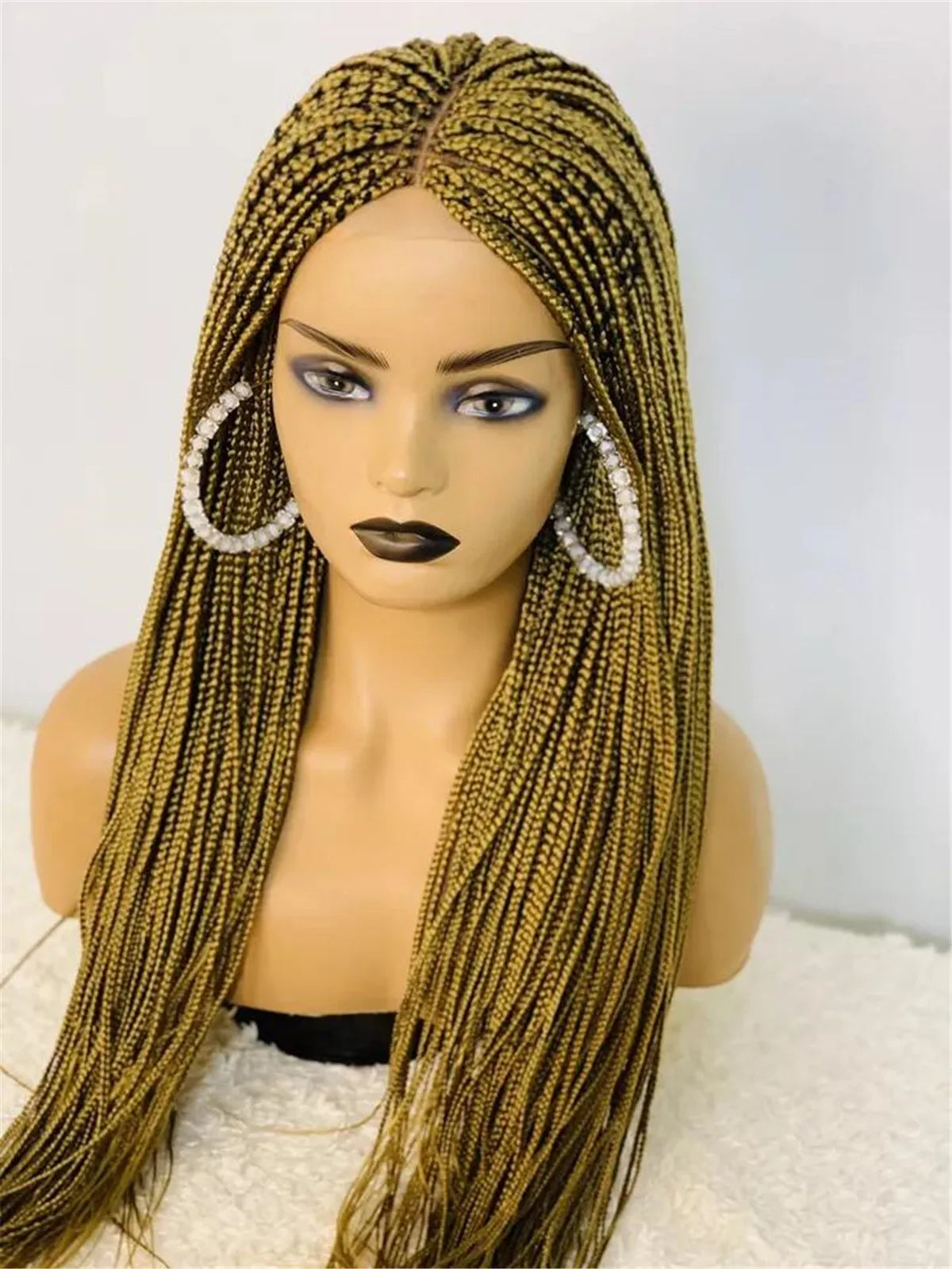 Honey Blonde #27 Box Braids Wig | Full Lace | Kanekalon Braids | Light Brown Lace | Black Women