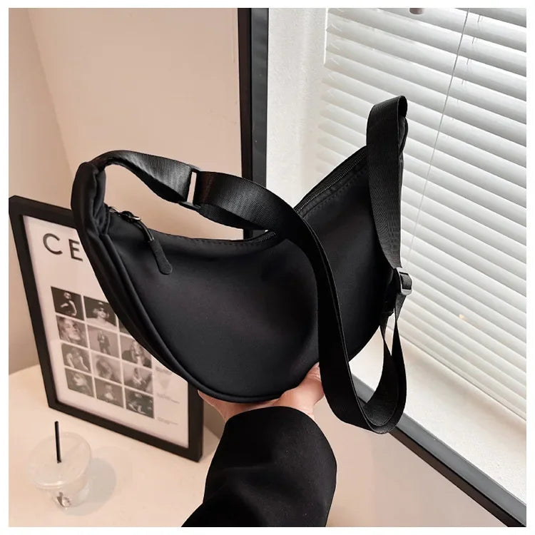 Solid Color Chest Bag for Women | Large Capacity Travel Crossbody & Half Moon Belt Bag (Ladies Daily Street Fanny Pack)