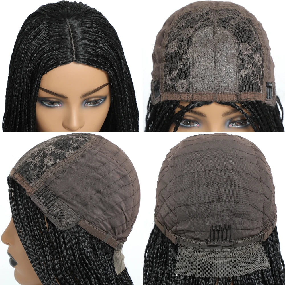 26" Long Box Braided Crochet Wig | Knotless Micro Twist Braids | Synthetic Hair Wig | 1B, 1B/27, 1B/30, 1B/Grey