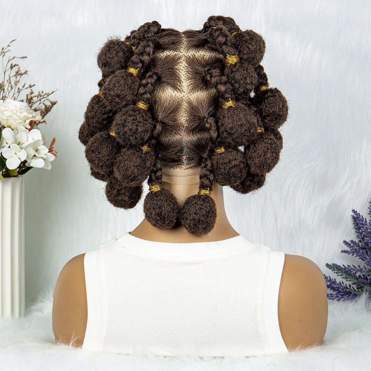 New Style Bantu Knot Knotless Box Braids HD Full Lace Wig | Synthetic Braided Wig for Black Women