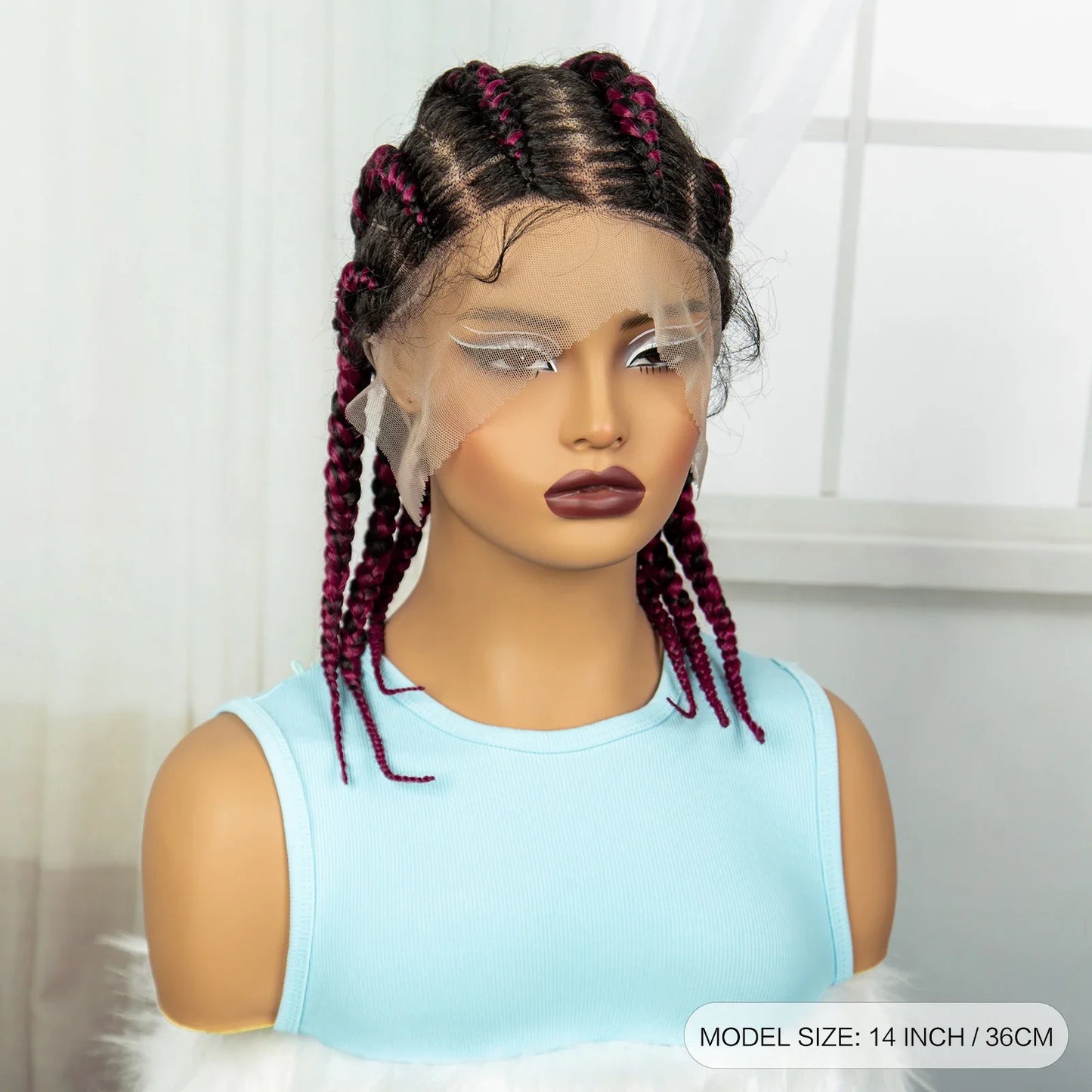 14" Short Knotless Cornrow Braids Wig | Transparent Full Lace Bob