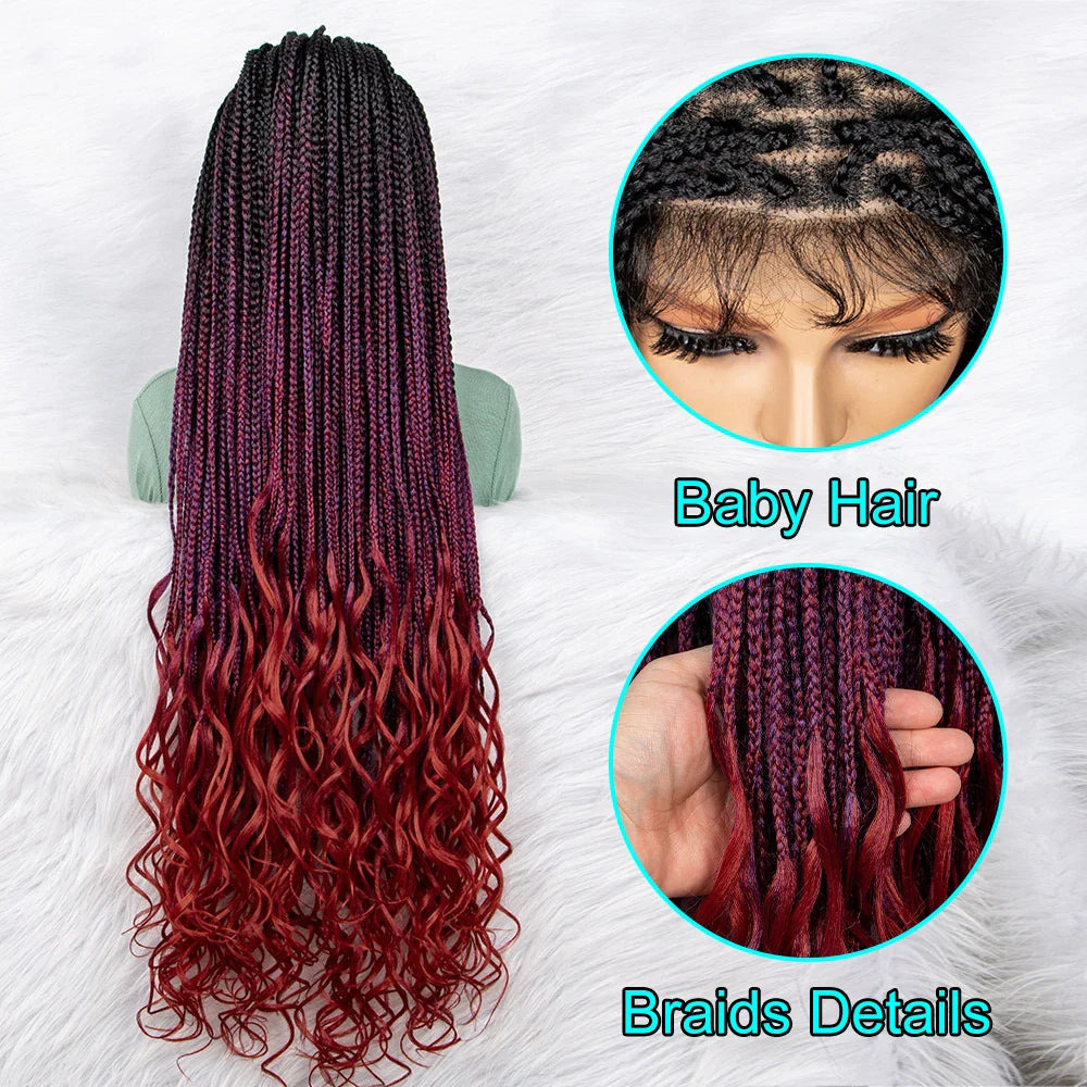 Lightweight Curly End Box Braids Wig | Lace Front Cornrows