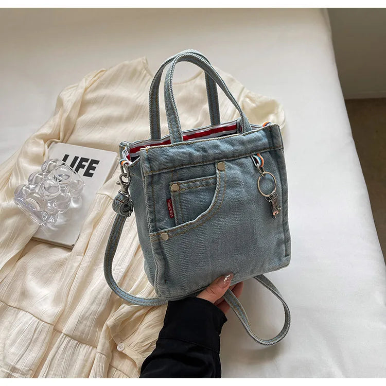 Ladies' Crossbody Bags | Creative Retro Washed Denim & Personalized Fashionable Versatile Handbags (High-quality Shoulder Bags for Girls)