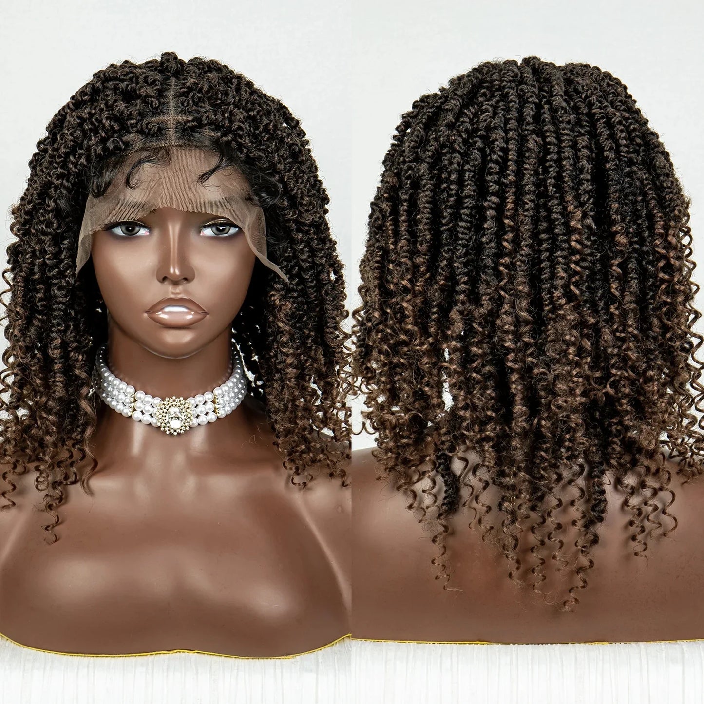 Short Curly Crochet Braided Wig with Baby Hair | Knotless Lace Front Wig for Black Women | Synthetic Braids