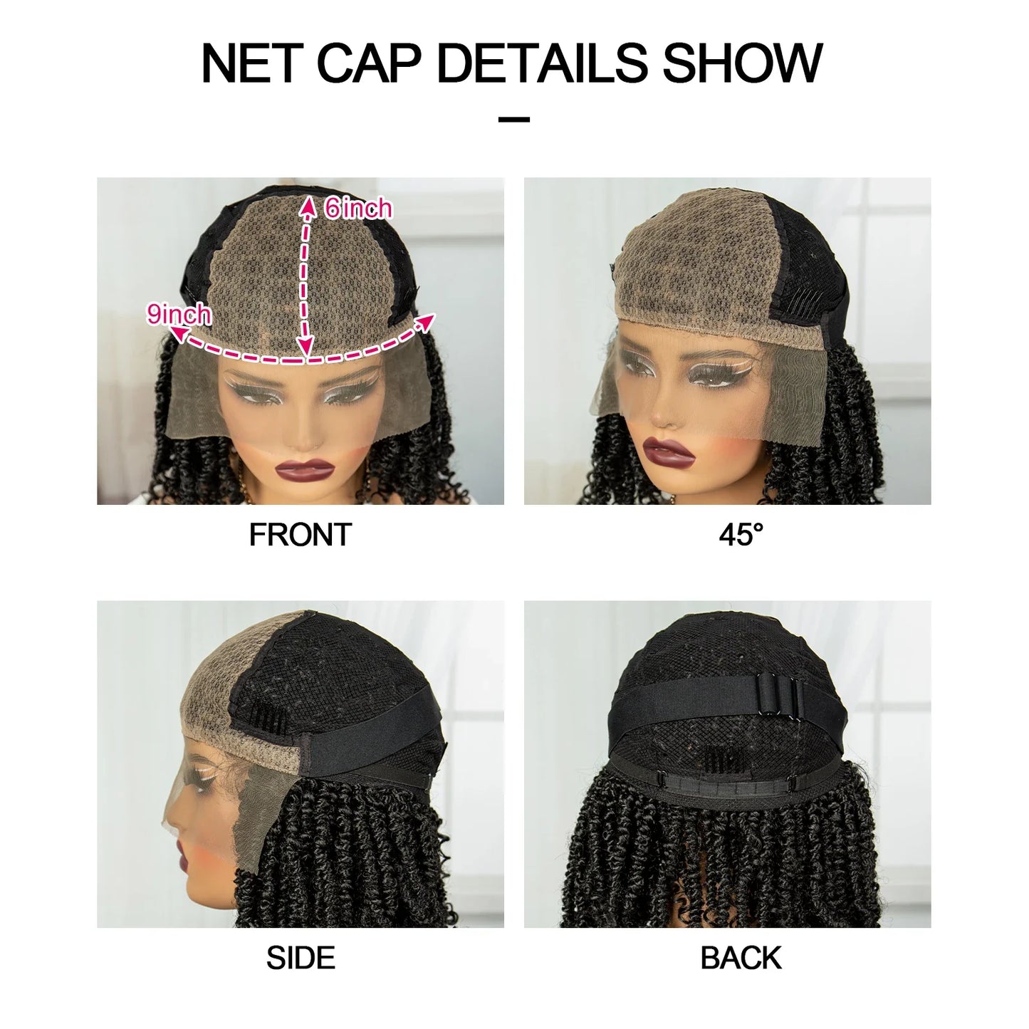 Knotless Box Braided Bob Wig with Curly Ends | Short Twist Braids | Synthetic Lace Front Wig | Handmade for Black Women