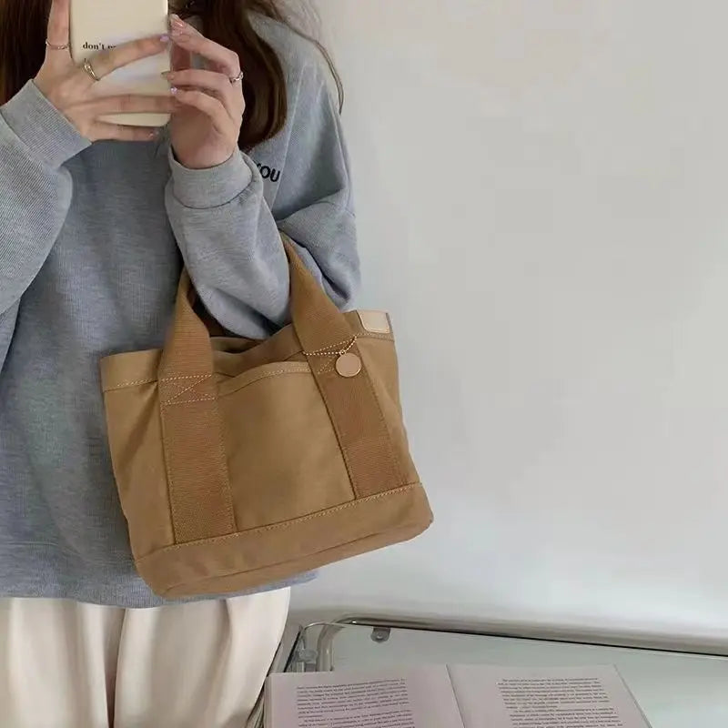 Women's Tote Bag Canvas Sewing Thread | Large Capacity Advanced Sense Handbag & Convenient Practical Female Commuter Bag