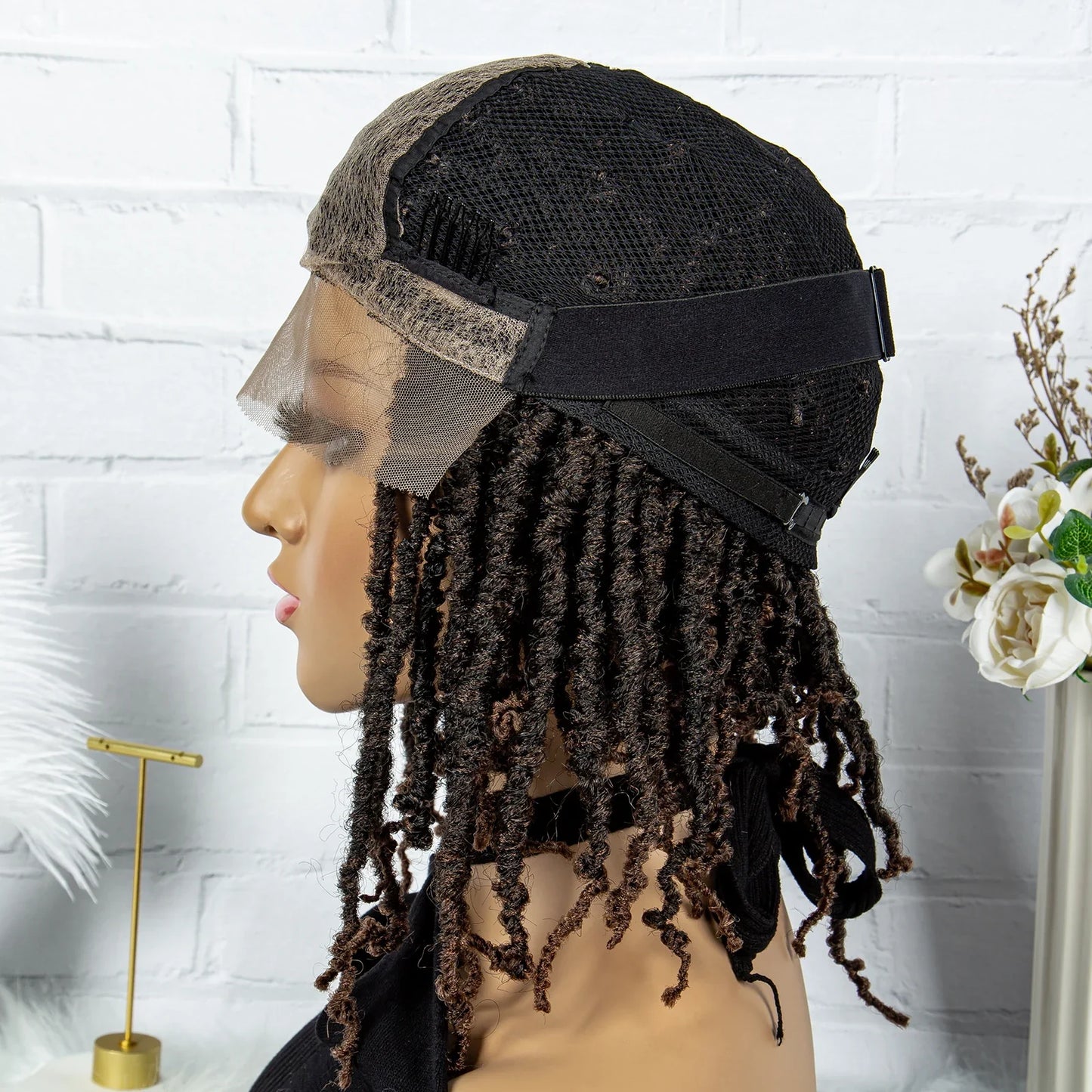 14" Knotless Butterfly Locs Lace Front Wig | Synthetic Dreadlock Braids | Black Women