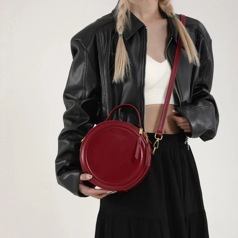 Round Crossbody Bags for Women | High Quality PU Leather Designer Shoulder Bag & Female Clutch Purse (Solid, Soft)