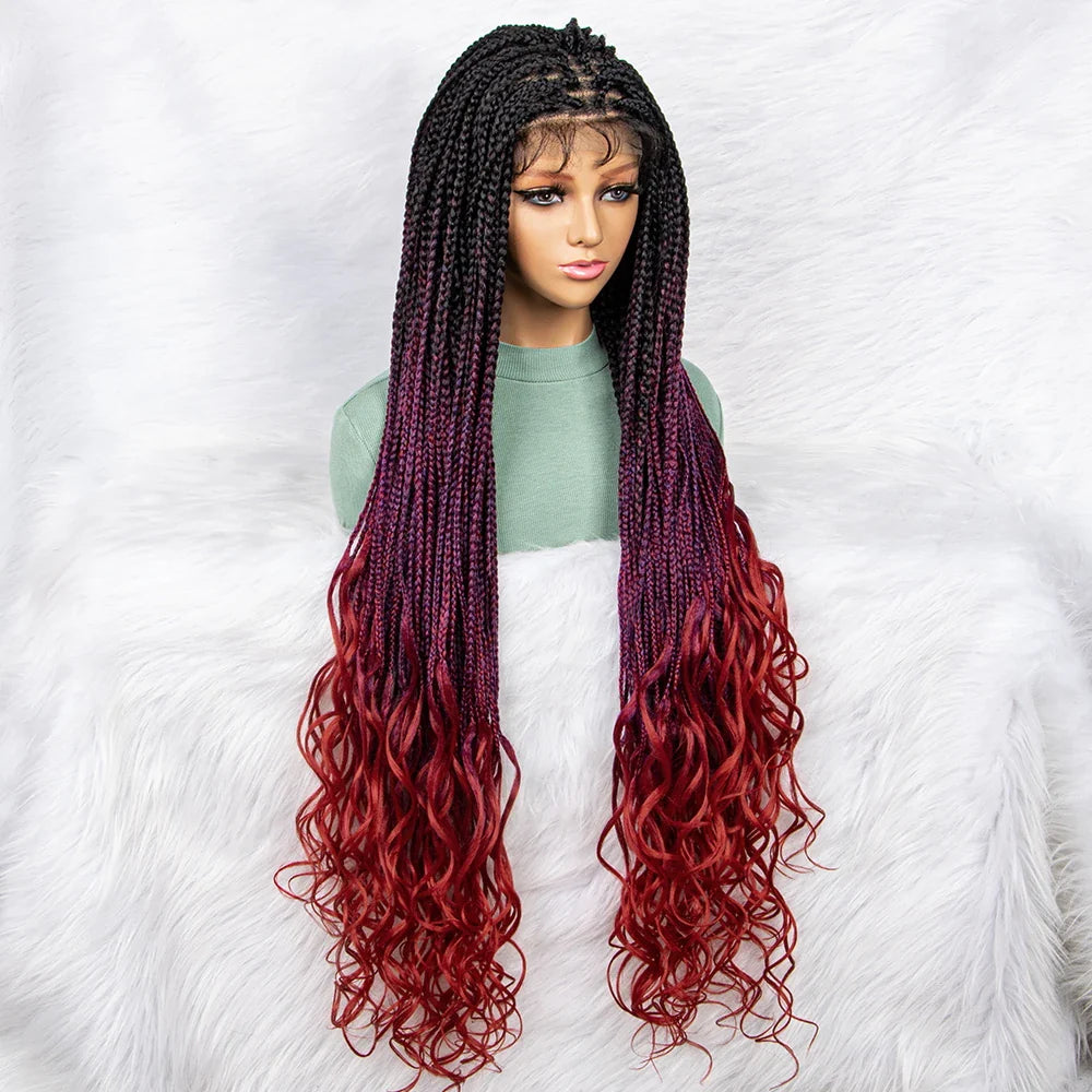 Lightweight Curly End Box Braids Wig | Lace Front Cornrows