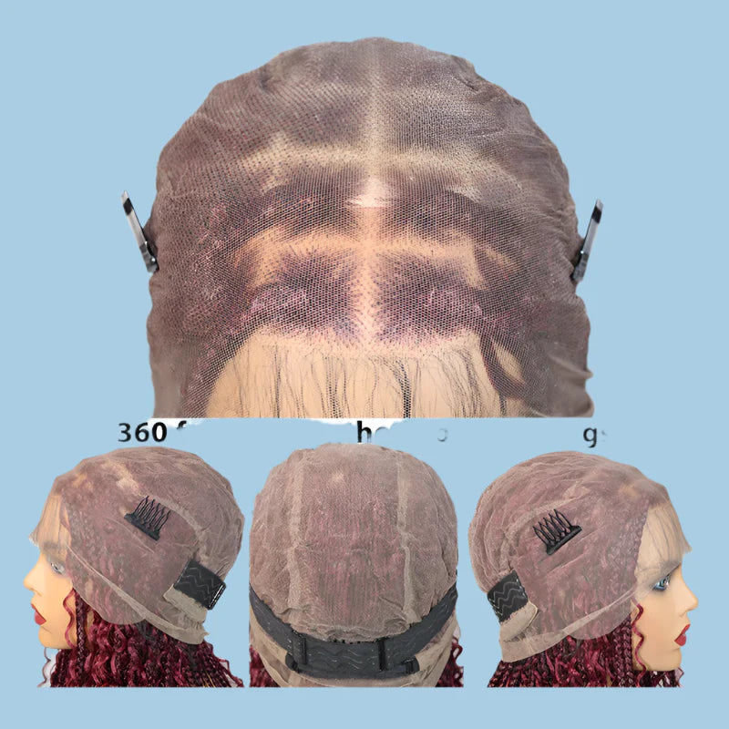 12" Goddess Boho Bob Braids Wig | 360 Lace Frontal | Curly Ends | Ombre & Color Options | Baby Hair