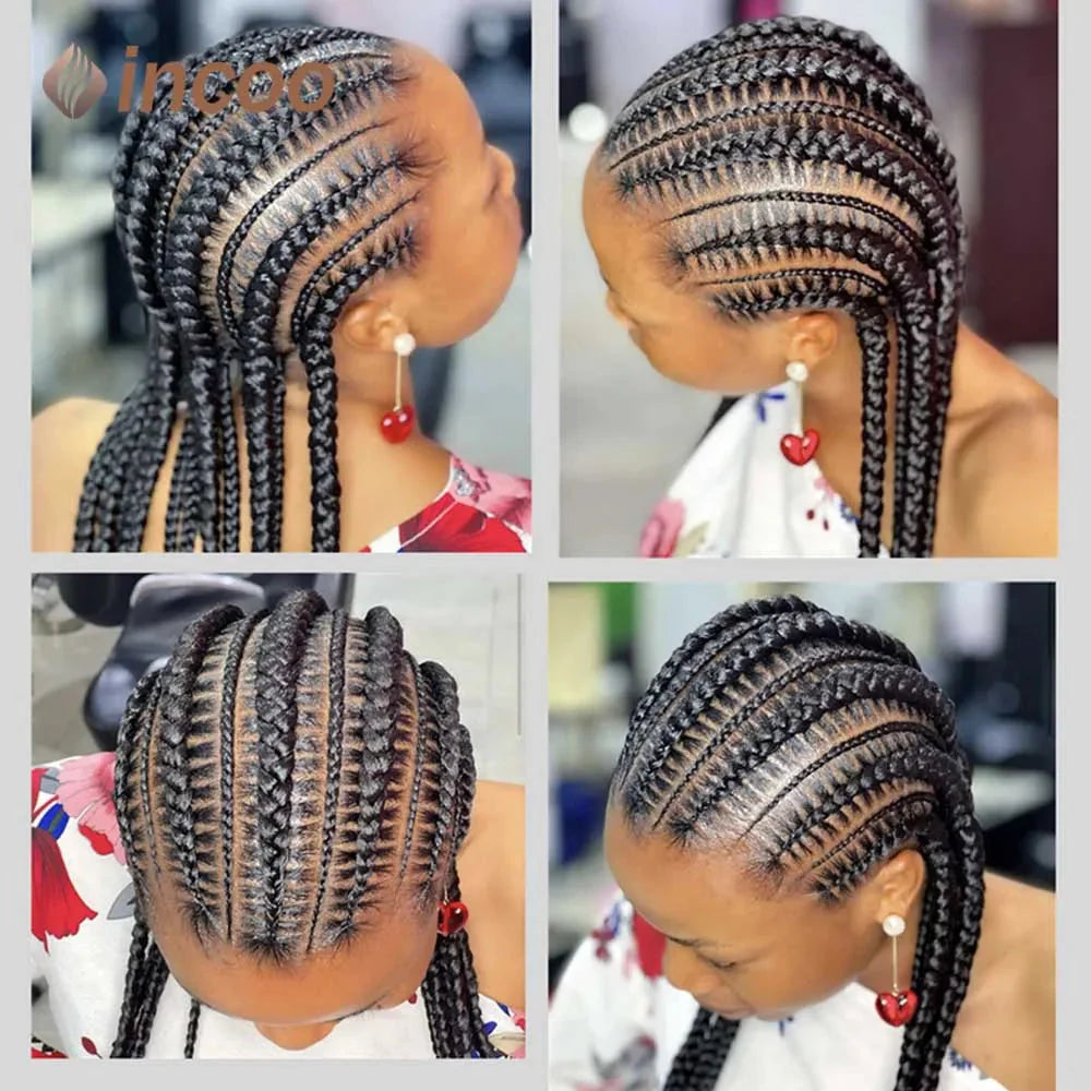 36" Jumbo Dutch Twins Cornrows Wig | Full Lace Front | Synthetic Braids | Black Women
