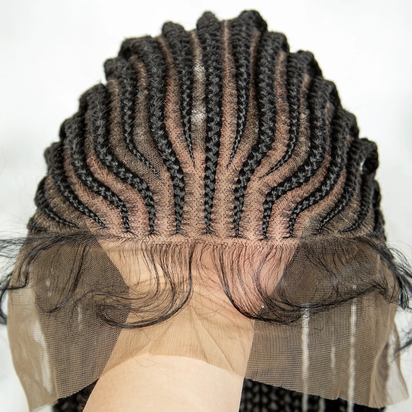 34" Handmade Cornrow Braided Wig | Full Lace Knotless Box Braids | Baby Hair | Transparent Lace | Black Women