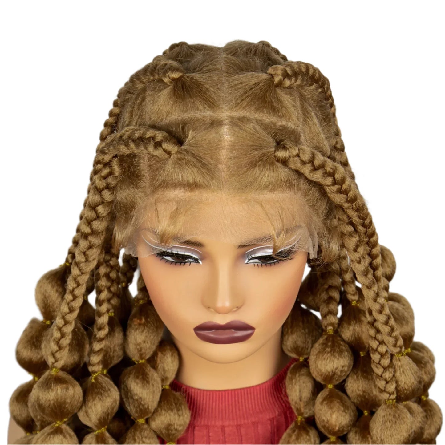 40" Ombre Knotless Bantu Braids Wig | Handmade Full Lace | Baby Hair
