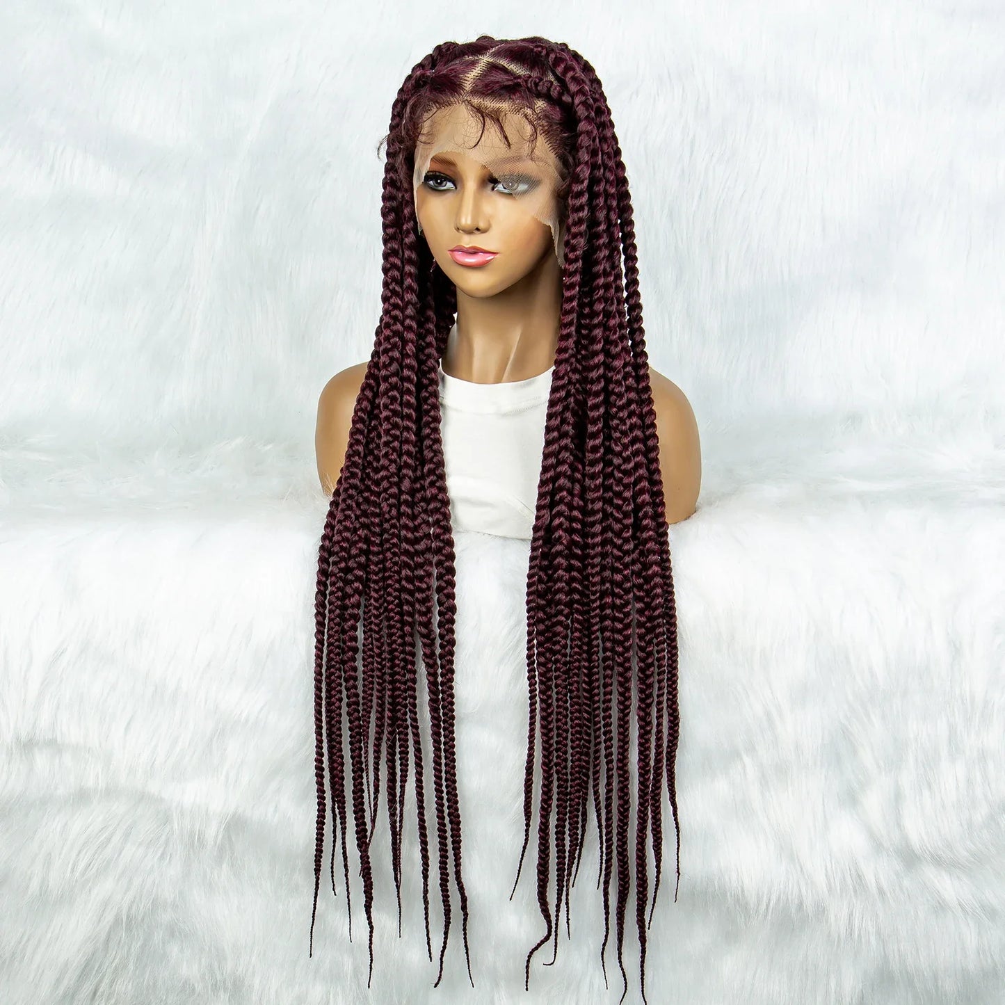 KIMA 36" Colorful Knotless Box Braids Wig | Lace Front & Baby Hair