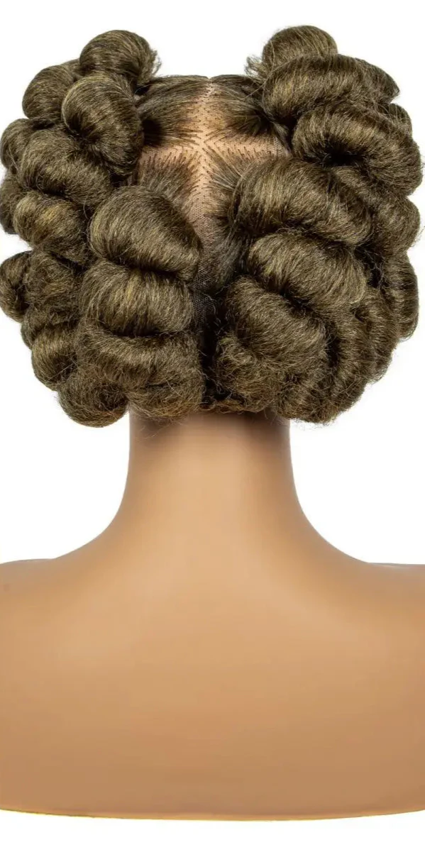 613 Blonde Short Cute Handmade Bantu Knotless Braided Wig | Full Lace Synthetic Wig for Black Women