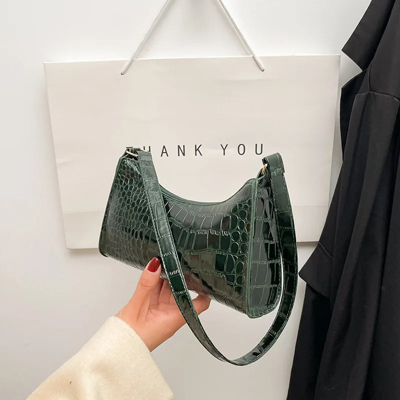 Solid Color PU Leather Women's Underarm Bag | New Luxury Designer Female Casual Shoulder Bag (Tote Clutch Purse & Banquet Handbag)