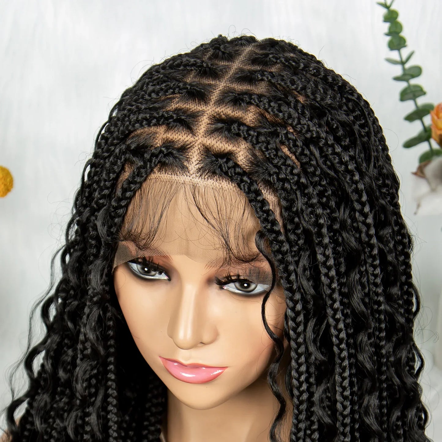 HD Transparent Full Lace Boho Box Braids Wig | Knotless Synthetic