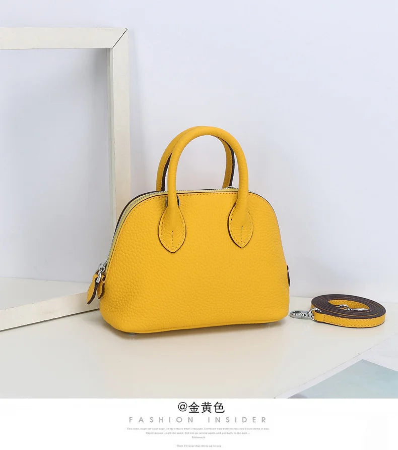 Shell Bag Women's Messenger Bag | Cow Leather Simple Shoulder Bag & Fashion Ladies Classic Handbag (Small Mobile Phone Crossbody Bag)