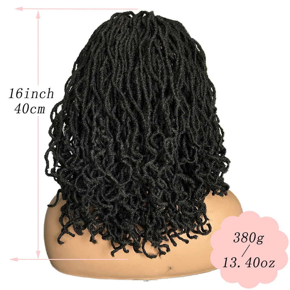 4x4 Lace Frontal Synthetic Braid Wig | 1B/33 Burgundy Curly Locs | 350°F Heat Safe | Afro Curly Braided Wig for Women