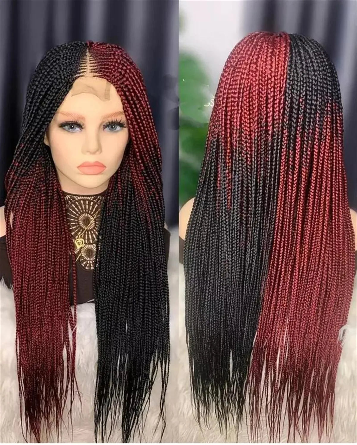 Premium Full Lace Braided Wig | Heat Resistant Synthetic Hair | Natural Look