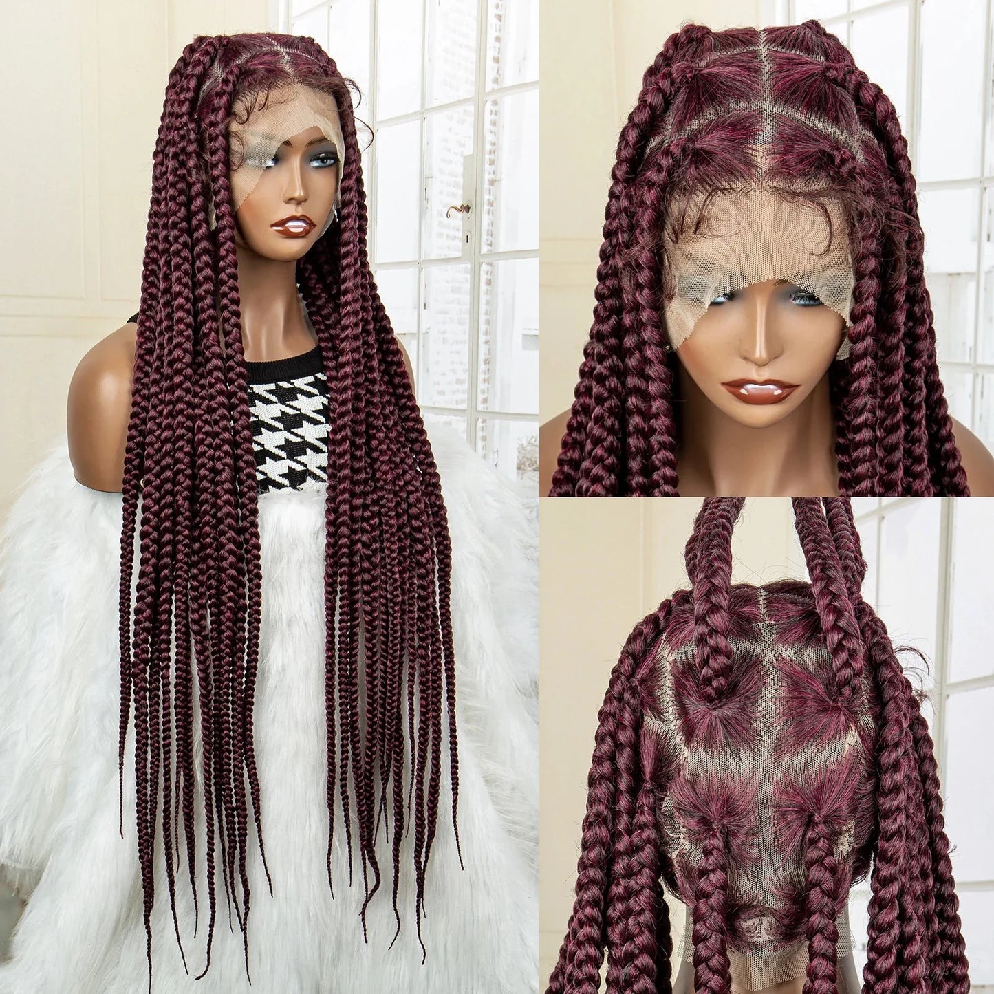 Jumbo Cornrow & Knotless Box Braids Wig | Full Lace | Baby Hair | Black Women