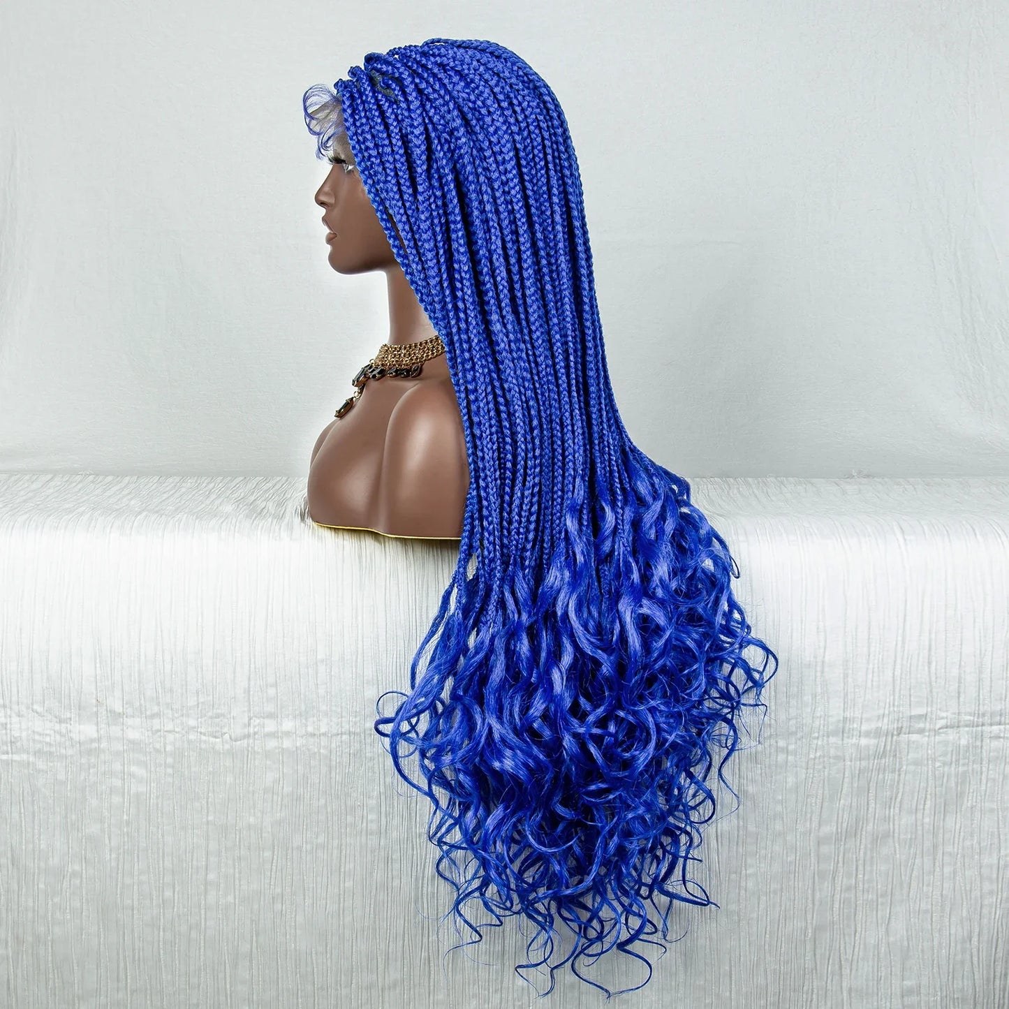 36" Pink & 613 Blonde Braided Wig | Water Wave Ends | Lace Front | Baby Hair