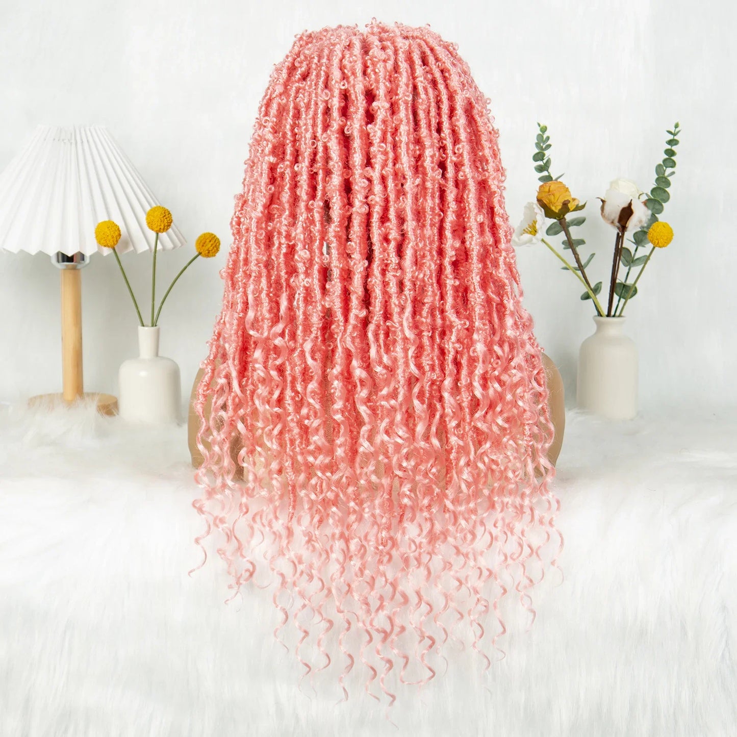 KIMA Pink Butterfly Twist Knotless Box Braided Wig | Swiss Full Lace Synthetic Locs Cosplay Wig with Baby Hair for Black Women