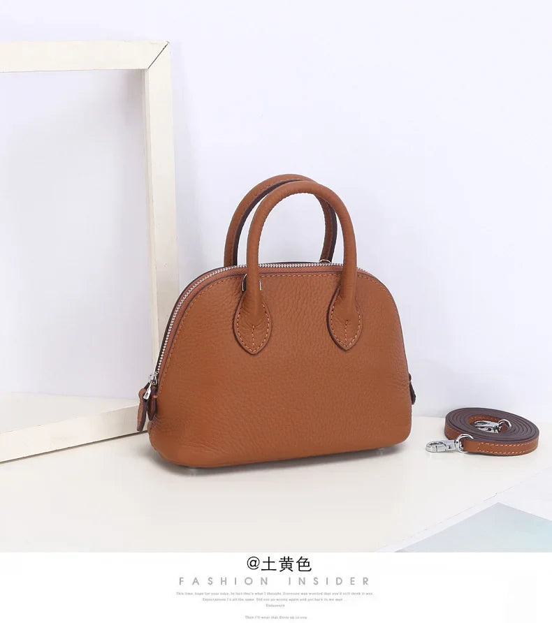 Shell Bag Women's Messenger Bag | Cow Leather Simple Shoulder Bag & Fashion Ladies Classic Handbag (Small Mobile Phone Crossbody Bag)