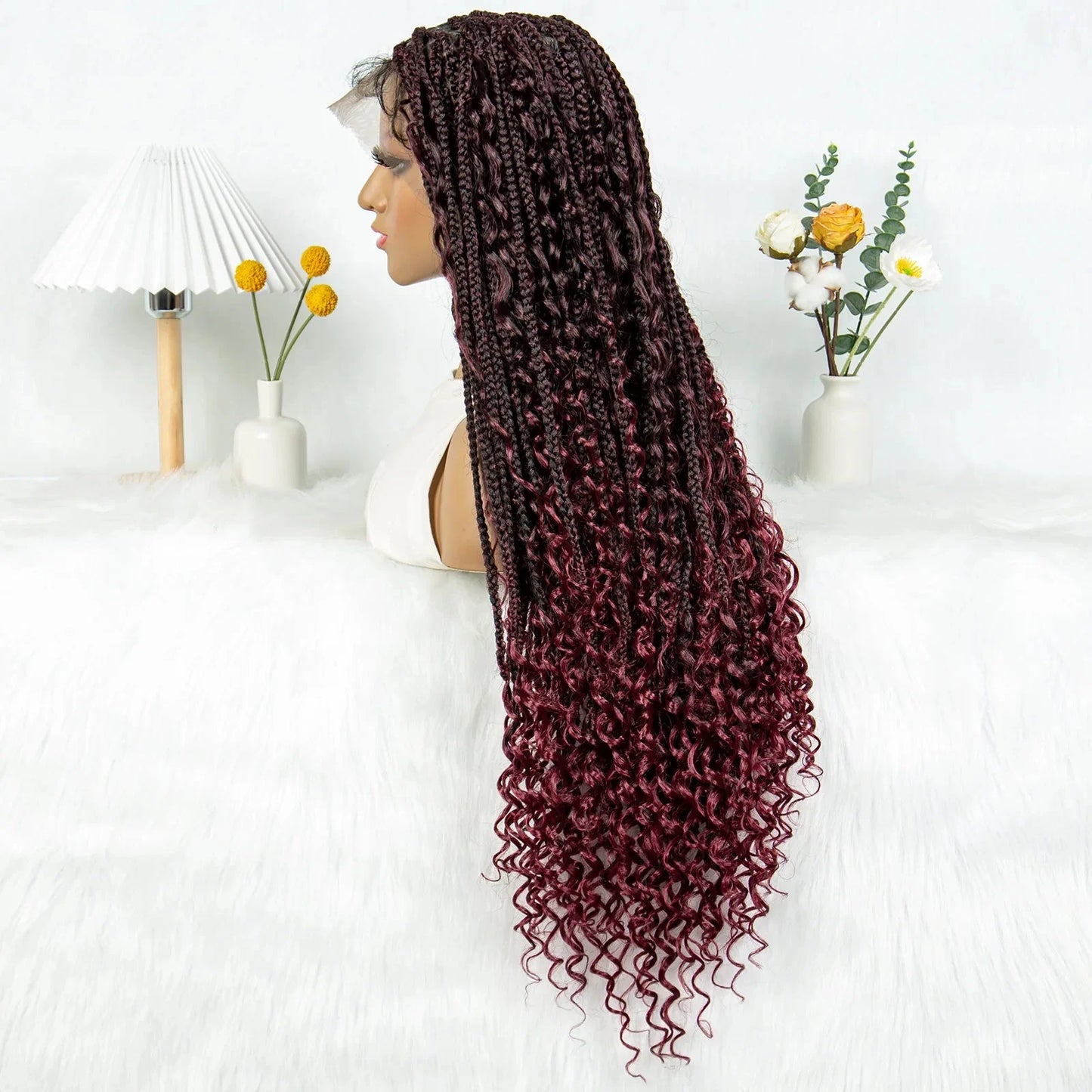 32" Natural Boho Knotless Braids Wig | HD Lace Front | Baby Hair | Synthetic
