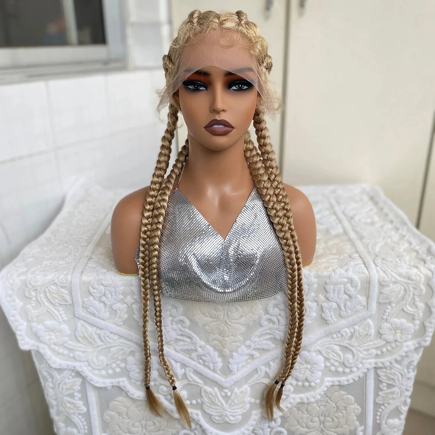 32" Twist Cornrow Braids Wig | Lace Front | Baby Hair | DIY & Cosplay | Synthetic