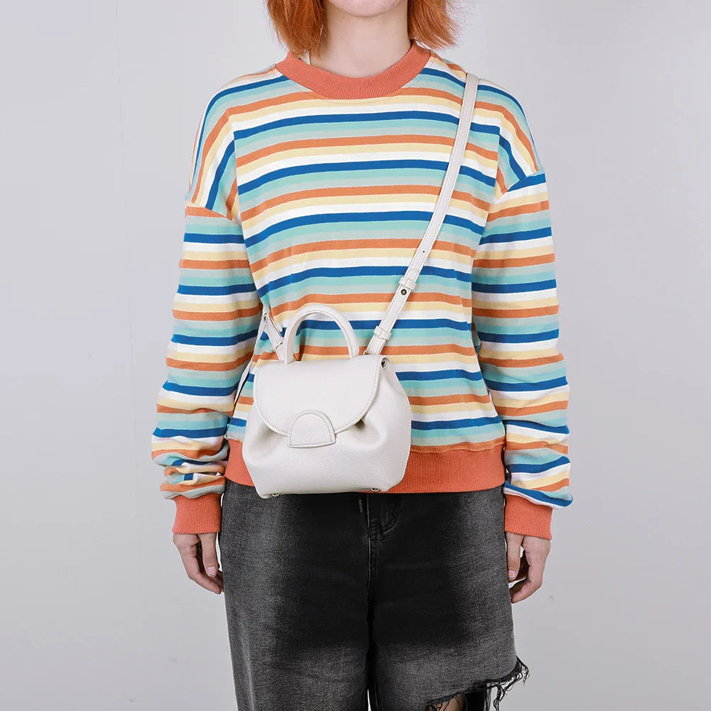 French Cowhide Small Satchel | Retro Trend Mini Crossbody Bag for Women (Classic Solid Flap Top-Handle Luxury Designer Handbag)